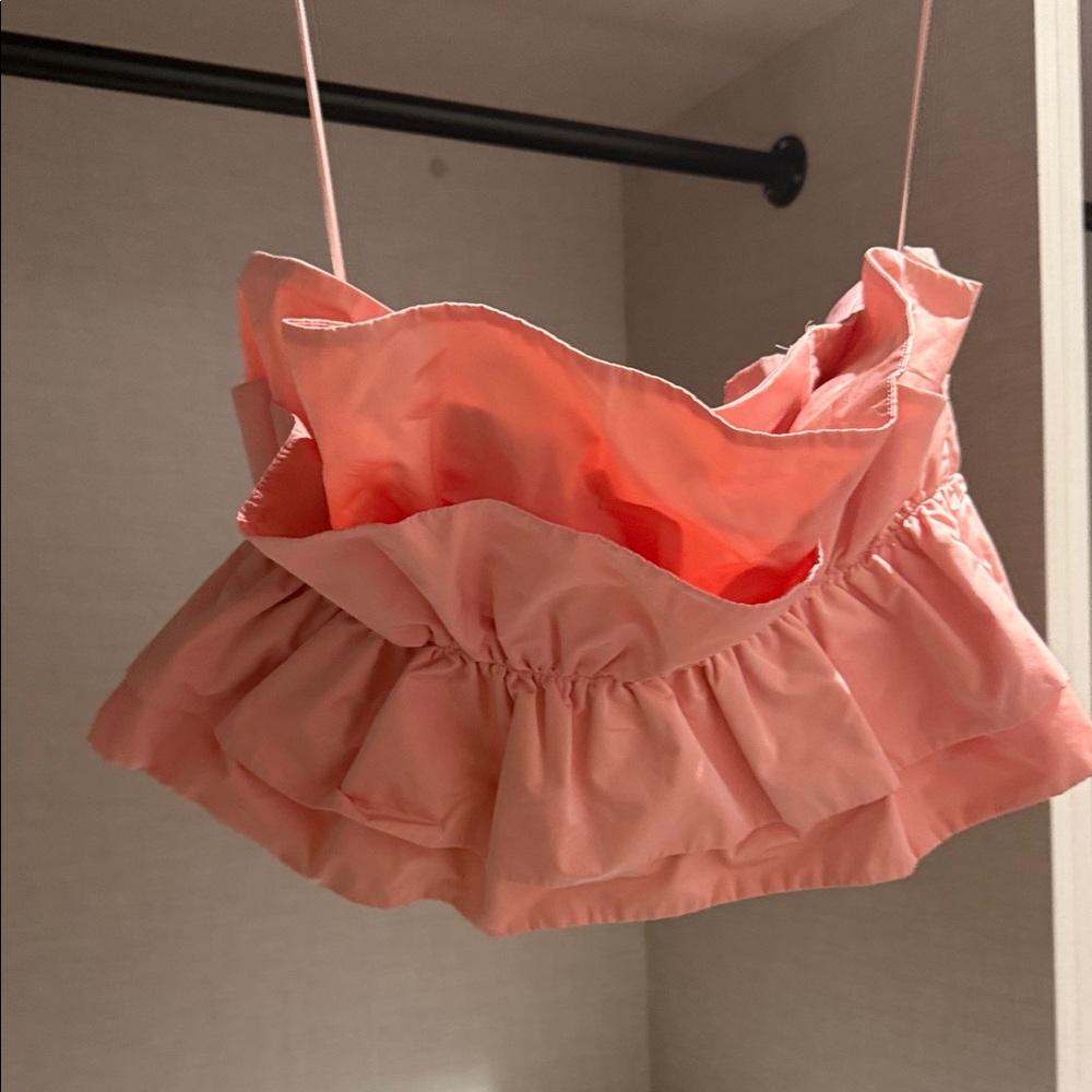 Zara Pink Ruffled Crop Top - Picture 2 of 7